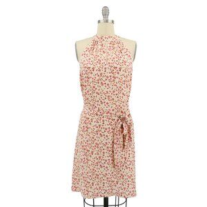 A Loves A Pink Ivory Floral Sleeveless Keyhole Belted Dress L